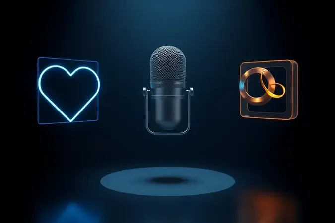 Representação conceitual 3D de padrões polares cardioide, omnidirecional e bidirecional ao redor de microfone para streaming.
