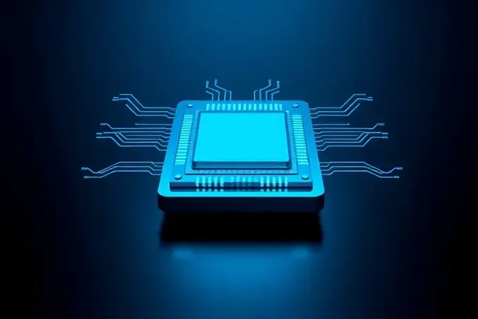 Render 3D conceitual de processador abstrato representando o alto desempenho dos smartphones ASUS.
