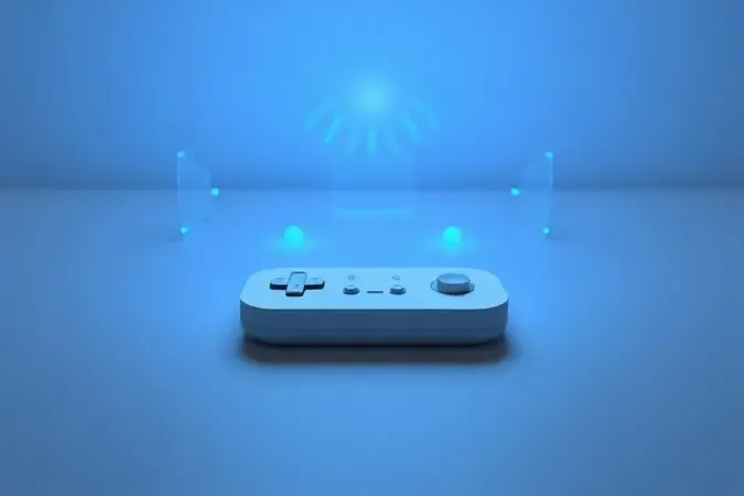 Controle remoto universal próximo a ondas de sinal abstratas simbolizando processo de programação em render 3D.