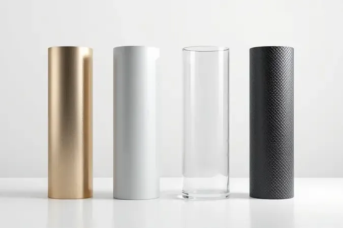 Quatro pilares abstratos minimalistas em renderização 3D representando critérios essenciais na escolha de notebook profissional.