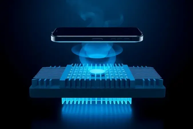 Conceito 3D de sistema de refrigeração térmica para smartphone ASUS com dissipação de calor durante jogos.