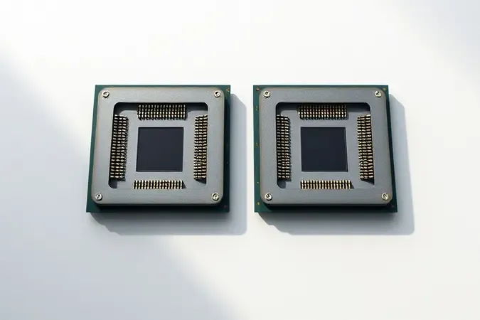 Comparação visual entre soquetes AM4 e AM5 com encaixes de processador lado a lado em renderização 3D