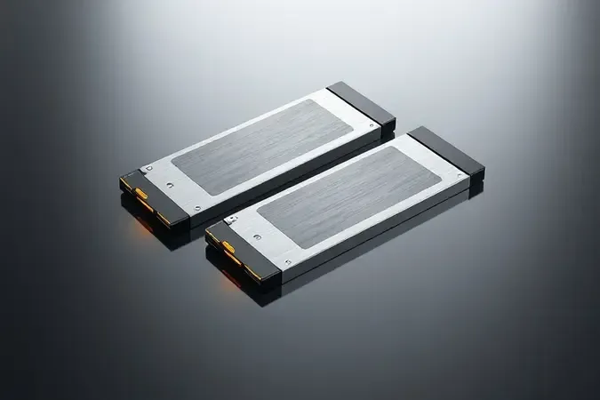 Render 3D comparando dois SSDs NVMe conceituais posicionados diagonalmente representando evolução de desempenho entre gerações Gen3 e Gen4.