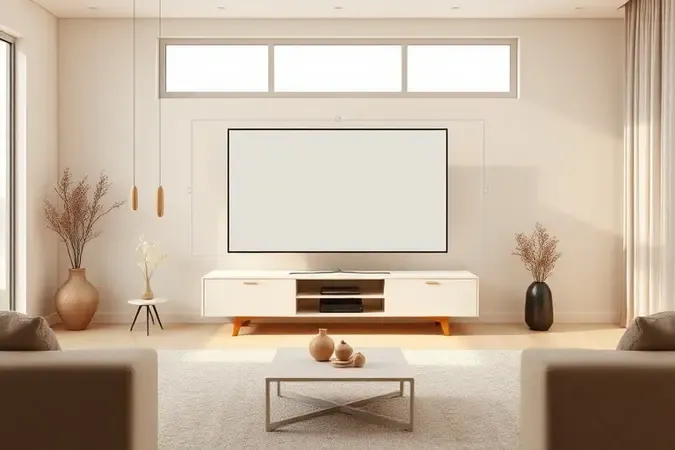 Ilustração conceitual mostrando relação entre tamanho de TV e distância de visualização na sala