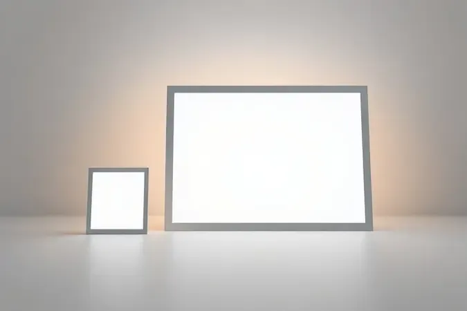 Renderização 3D comparando três tamanhos diferentes de mesa de luz para desenho artístico e arquitetônico