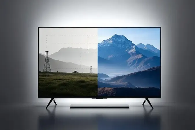 Visualização conceitual da tecnologia HDR mostrando diferença de contraste e cores em TVs 4K