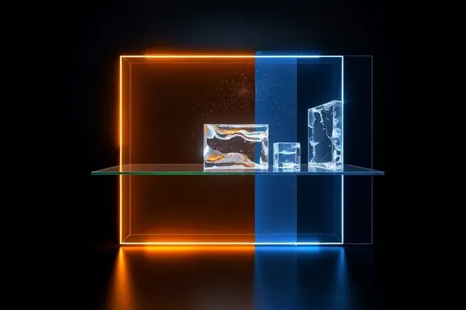 Representação conceitual 3D das camadas de diferentes tecnologias de tela como LED OLED e QLED