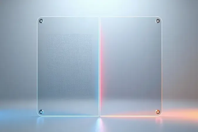 Comparação entre tela touch capacitiva e resistiva em render 3D com painéis transparentes lado a lado