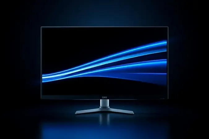 Render 3D conceitual de monitor com tempo de resposta de 1ms exibindo imagem nítida e sem arrasto em cenas de movimento rápido nos jogos.