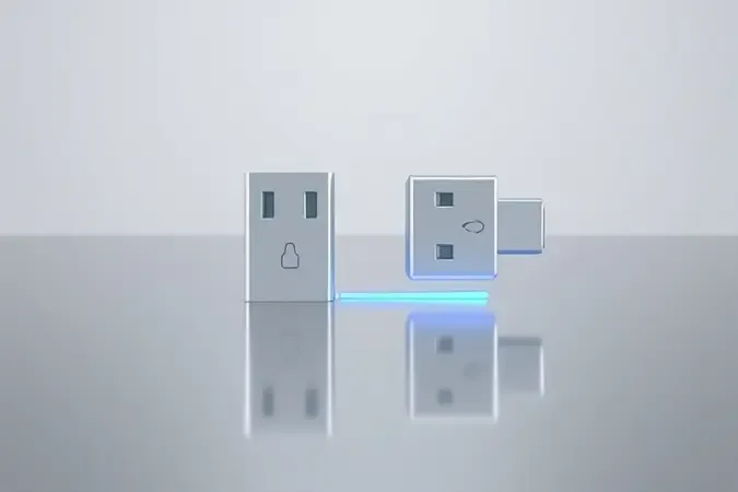 Render 3D conceitual de conectores USB-A e USB-C lado a lado com transição elegante simbolizando evolução tecnológica.