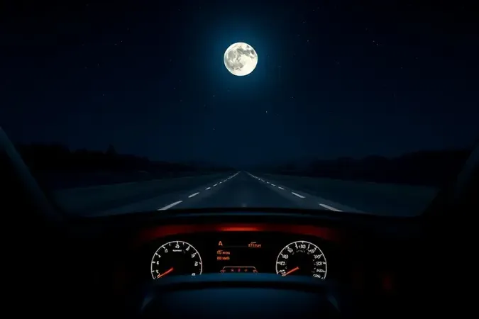 Conceito visual de visão noturna para câmera veicular com cena de direção noturna e iluminação dramática